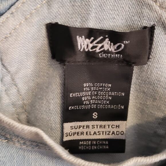MOSSIMO Super Stretch Denim Overall Shorts Small Blue Cutoff Shortalls Festival - Picture 7 of 10